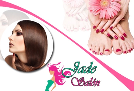 [Imagen:¡Paga $8 en lugar de $21 por manicure + pedicure + planchado o pistoleado en Jade Salón y Spa!]