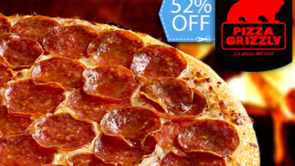 [Imagen:¡Paga Q99 en lugar de Q206 por 2 Pizzas Grandes de 14” a Elección en Pizza Grizzly!]