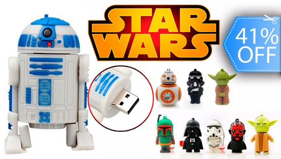 [Imagen:¡Que la Fuerza te Acompañe! ¡Paga Q89 en lugar de Q150 por Memoria USB de 16 GB de los personajes de Star Wars!]