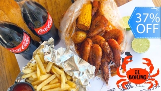 [Imagen:¡Camarones Cajún para 2 ! 1 LB de Camarones en Salsa Cajún, Frituras, Bebidas y Más.]