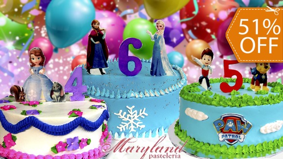 [Image: ¡Paga $29.50 en lugar de $60 por Pastel Redondo de 40 Porciones con Relleno Premium a Elección + Decoración + 2 Plaquitas de Dulce de Tu Personaje Favorito + 1 Número de Dulce!m]