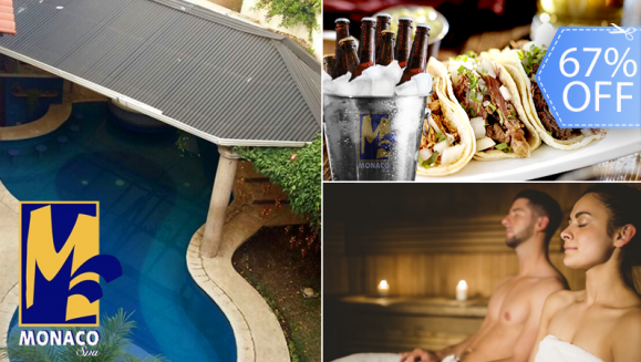 [Imagen:¡Paga Q99 en lugar de Q300 por Día de Relax para 2 que Incluye: Sauna o Temazcal + Piscina Ilimitada + Cubetazo de hasta 7 Cervezas Marca Corona o Gallo + Plato de Tacos de Carne Asada!]