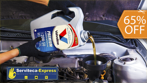 [Image: ¡Paga $29 en Lugar de $82 por Cambio de Aceite Valvoline 20W50 o 15W40 (1 Galón) + Filtro de Aceite + Limpieza, Mantenimiento y Ajuste de Frenos + Revisión de 21 Puntos!m]