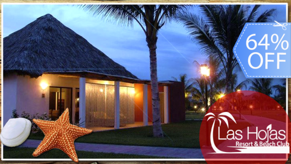 [Image: ¡Paga Q399 en vez de Q1,119 por Estadía de 1 Noche Hasta para 4 Personas en Bungalow Junior en el Exclusivo Las Hojas Resort Beach and Club en la Costa de El Sol, El Salvador!m]