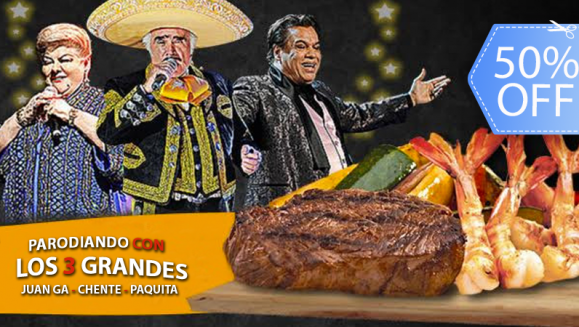 [Image: ¡Paga Q169 en vez de Q340 por Show de Parodia + Cena Mar y Tierra para 2 con: 12 Onzas de Puyazo, 1/2 Libra de Camarones al Ajillo + Guarnición Grande para Compartir: Papas Fritas, Puré de Papa o Ensalada Mixta + 2 Bebidas Naturales!m]