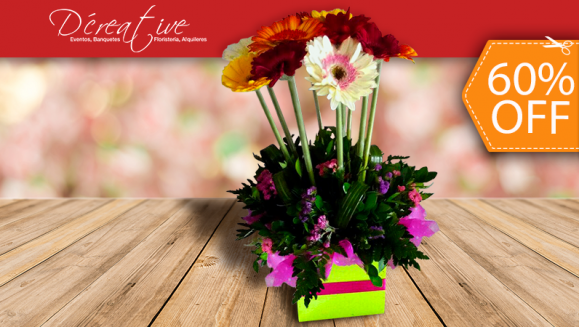 [Image: ¡Paga $20 en Lugar de $50 por Arreglo Floral con 12 Gerberas! ¡Solo 153 Cupones Disponibles!m]