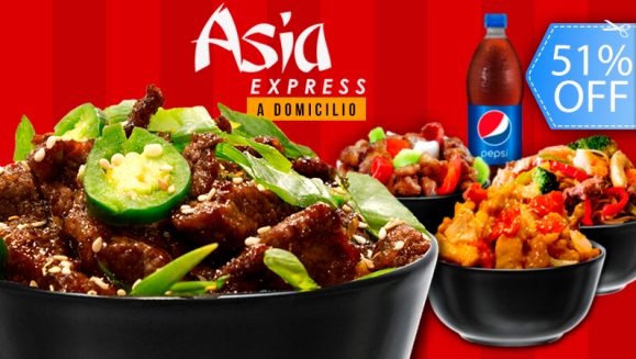 [Image: ¡Paga Q110 en lugar de Q224 por Banquete Oriental para 4 Personas: 4 Bowls de 1LB c/u con: Arroz Frito o Chow Mein + Carne a Elección entre Pollo (Orange, Shangai o Kum Pao) o Carne (Brócoli, Mongolian, Beijing) + 1.5 Litros de Pepsi!m]