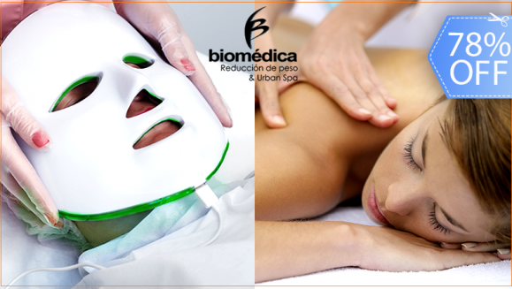 [Image: ¡Paga Q89 en lugar de Q400 por Terapia de Spa Corporal y Facial con: Masaje Relajante Express en Espalda, Hombros y Cuello + Fototerapia LED con Efecto 3 en 1: Limpieza Profunda, Anti Manchas y Anti Aging!m]