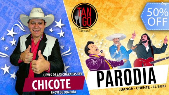 [Image: ¡Paga Q169 en vez de Q340 por 2 Entradas al Show de Las Charadas del Chicote o Parodia + Cena Mar y Tierra para 2 con 12 Oz. de Puyazo, 1/2 Libra de Camarones al Ajillo + Papas Fritas, Puré de Papa o Ensalada Mixta + 2 Bebidas Naturales!m]