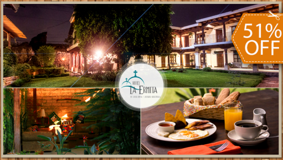 [Image: ¡Paga $49.50 en Lugar de $102 por Estadía de 1 Noche para 2 Personas + 2 Desayunos en Antigua Guatemala!m]