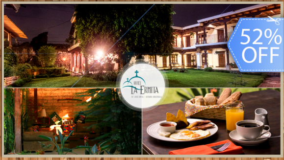 [Image: ¡Paga Q395 en lugar de Q816 por Estadía de 1 Noche para 2 Personas + 2 Desayunos en Antigua Guatemala!m]