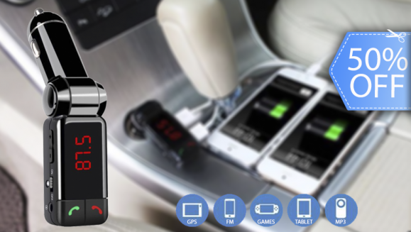 [Image: ¡Paga Q165 en lugar de Q330 por Transmisor Bluetooth FM para Escuchar Música y Contestar Llamadas desde tu Smartphone o USB en la Radio de tu Auto + Bluetooth + Cargador de Celular!m]
