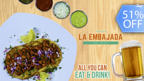[Image: ¡Paga Q49 en lugar de Q99 por All You Can Eat &amp; Drink: Tacos y Cerveza!m]