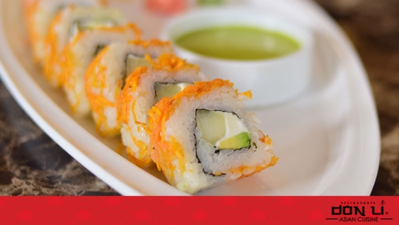 [Image: ¡Paga $23 en Lugar de $46 por Banquete de Sushi hasta para 5 Personas que Incluye: 1 Crunchy Crab Roll + 1 Honolulu Roll + 1 Manhattan Roll + 1 Char Siu Roll + 1 California Roll + 1 Orden de Wantanes de Pollo + 1 Pichel De Té Helado!m]
