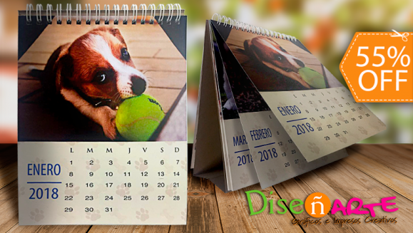 [Image: ¡Paga $4.50 en Lugar de $10 por Calendario 2018 de Escritorio Personalizado con 12 Fotografías!m]