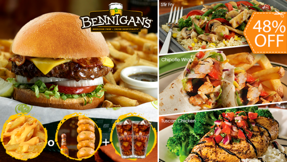 [Image: ¡Paga $17 en Vez de $32.45 por Menú para 2 con: 1 Entrada Loaded Pub Fries o Irish Tower O´Rings + 2 Platos Fuertes a Elección entre: Tuscan Chicken, Kilkenny's Country Chicken Wrap, BBQ Bacon Cheddar Burger o Guinness Glazed Burger + 2 Bebidas!m]