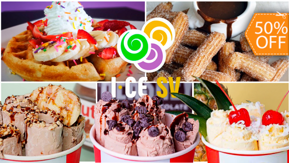 [Image: ¡Paga $6 y Consume $12 en Todo el Menú de I-CE SV: Rollitos de Helado, Waffles, Churros Españoles, Crepas y Más!m]