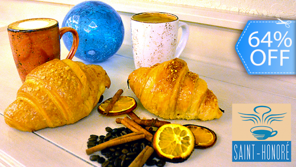 [Image: ¡Paga Q20 en lugar de Q56 por 2 Croissants Dulces (Almendras) o Salados (Jamón y Queso) + 2 Cafés a Elección entre Capuccino, Latte, Americano o con Leche!m]