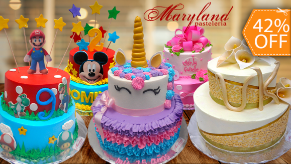 [Image: ¡Paga $35 en Lugar de $60 por Pastel de 2 Pisos con Relleno Premium y Decorado con Plaquitas de Dulce! ¡Rinde hasta para 40 Porciones! ¡Más de 100 Diseños Disponibles!m]