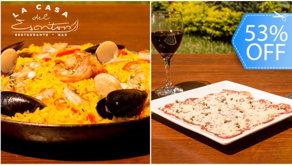 [Image: ¡Paga Q249 en lugar de Q530 por Banquete para 4 que Incluye: 1 Paella Grande de Mariscos + 1 Entrada de Carpaccio de Lomito de Res + Pan + 4 Copas de Vino, Cervezas o Refrescos Naturales!m]