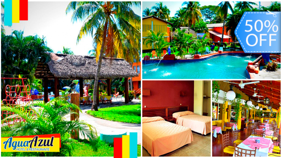 [Image: ¡Paga Q295 en vez de Q590 por Estadía para 2 Adultos y 2 Niños en Habitación Doble en Agua Azul Hotel y Restaurante en el Puerto de San José!m]