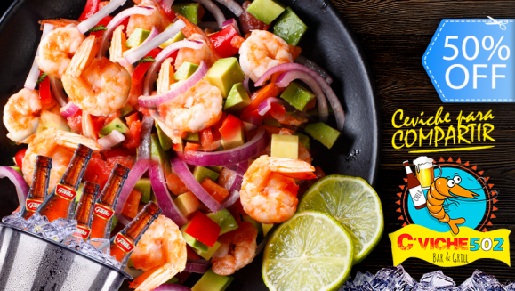 [Image: ¡Paga Q199 en lugar de Q400 por Ceviche Mixto de Pescado, Camarón y Cangrejo para 3 o 4 personas + Cubetazo de Cervezas!m]