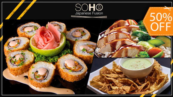 [Image: ¡Paga $25.80 en Lugar de $51.60 por Menú para 4 con: 1 Teriyaki Chicken Bowl + 1 Chicken Bowl + 1 Fantasy Roll + 1 Cordon Bleu + 1 Dip Edamame + 4 Limonadas!m]
