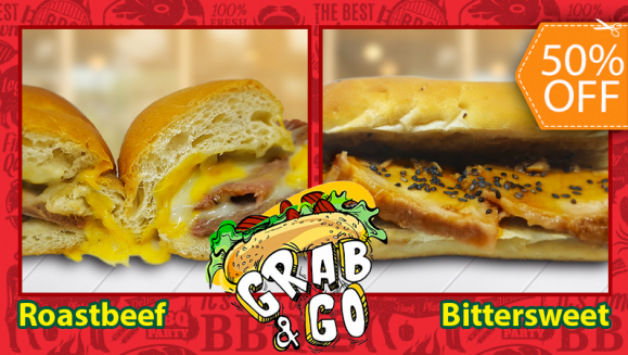 [Image: ¡Paga $6.75 en Lugar de $13.50 por 2 Subs o Sándwiches a Elección entre Roastbeef, Pulled Pork, Pierna de Cerdo o Bittersweet + 2 Sodas o Tés Helados!m]