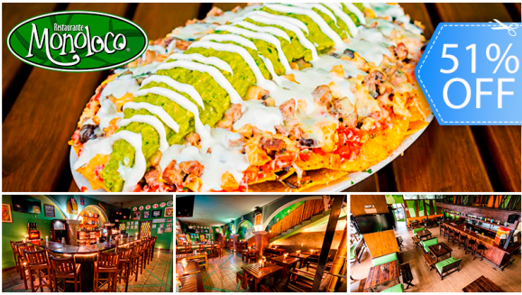 [Image: ¡Paga Q99 en lugar de Q202.50 por 1 Plato de los Mundialmente Famosos “Nachos Monoloco” para 4 Personas: Vegetarianos, Pollo, Lomito o Mixtos + 2 Limonadas o Naranjadas!m]