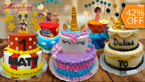 [Image: ¡Paga $35 en Lugar de $60 por Pastel de 2 Pisos con Relleno Premium y Decorado con Plaquitas de Dulce! ¡Rinde hasta para 40 Porciones! ¡Más de 100 Diseños Disponibles!m]