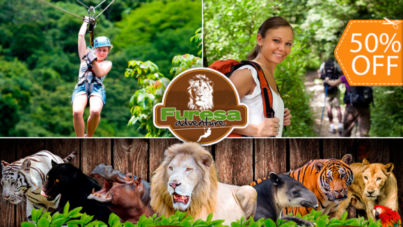 [Image: ¡Paga $25 en Lugar de $50 por 2 Entradas al Parque + 2 Recorridos en Canopy Básico o 2 Caminatas Extremas!m]