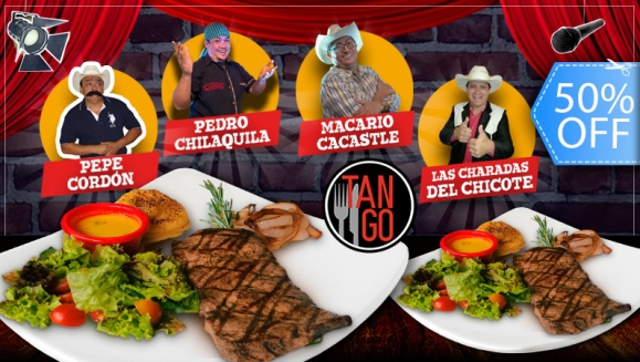 [Image: ¡Paga Q180 en lugar de Q360 por Cena para 2 con: 2 Platos de Lomito, Puré de Papa, Ensalada y 2 Bebidas Naturales + Show a Elección entre Monólogos de Pepe Cordón, Pedro Chilaquila, Mario Cacastle o El Chicote o El Tributo a Ana Gabriel!m]