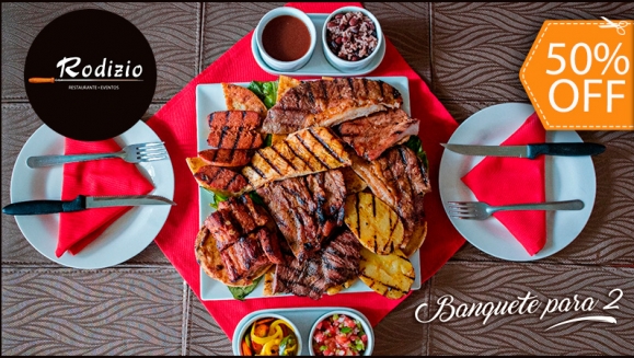 [Image: ¡Paga $16 en Vez de $32 por Parrillada para 2 con: Puyazo, Angelina, Lomo de Cerdo, Lomo Pacho, Pechuga de Pollo y Chorizo Tejano + Entradas: 2 Ensaladas Primavera y 2 Consomés de Res + Guarniciones: Casamiento, Escabeche, Chirmol, Papa y Más!m]