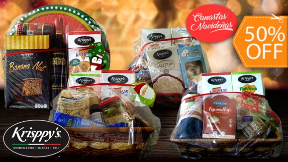 [Image: ¡Paga $20 en Lugar de $40 por Canasta Navideña a Elección con Productos Gourmet de Krisppy's!m]