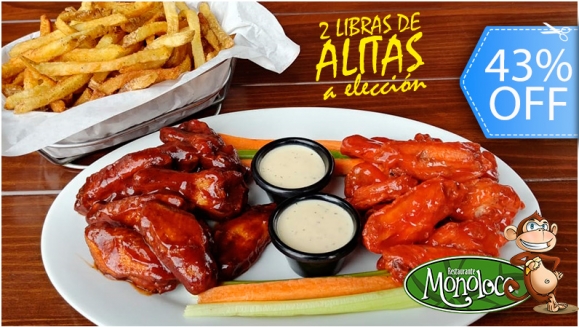 [Image: ¡Paga Q99 en lugar de Q175 por 2 Libras de Alitas Búfalo, Mango Habanero o BBQ + Papas Fritas!m]