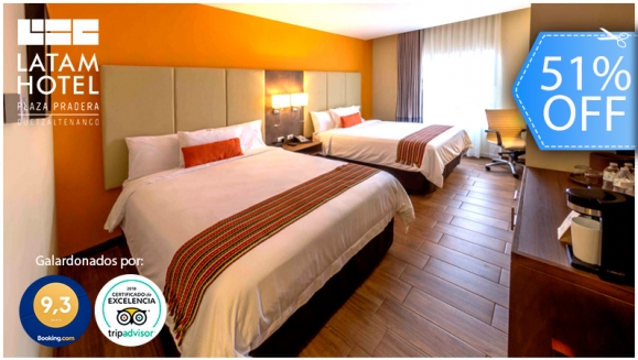 [Image: ¡Paga Q599 en lugar Q1,227 por Estadía Familiar en LATAM: Habitación Doble Queen para 2 Adultos y hasta 2 Niños + 2 Desayunos Buffet + 2 Cócteles de Bienvenida + Acceso al Roof Top con Piscina Climatizada, Jacuzzi, Sauna Seco y Gimnasio!m]