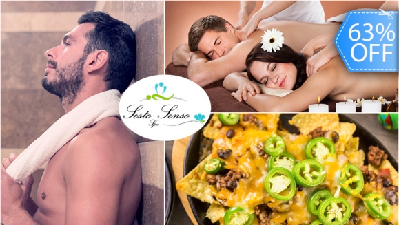 [Image: ¡Paga Q139 en lugar de Q374 por Spa Urbano para 2 con: Sauna Húmedo + Masaje Relajante + Plato de Chilli Beans Nachos + 2 Bebidas a Elección entre Cervezas, Copas de Vino o Gaseosas!m]
