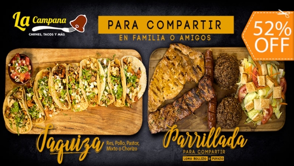 [Image: ¡Paga $10 en Lugar de $20.97 por Parrillada para 2 o Taquiza de 15 Tacos + 2 Bebidas + 2 Postres + 2 Cafés!m]