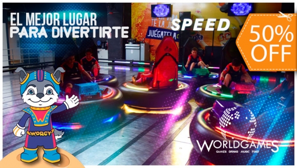 [Image: ¡Paga $12.50 en Lugar de $25 por 2 Horas ILIMITADAS de Juego en WorldGames!m]