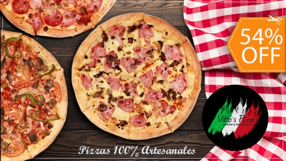 [Image: ¡Paga $12.50 en Lugar de $26.98 por 2 Pizzas Súper Personales de Especialidad a Elección + 2 Bebidas!m]
