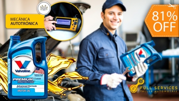 [Image: ¡Paga $29 en Lugar de $150 por Cambio de 1 Galón de Aceite 10W30 o 20W50 Valvoline + Filtro de Aceite Estándar + Revisión Digital del Líquido de Frenos + Revisión de Check Engine, Frenos, Bujías, Luces y Más!m]