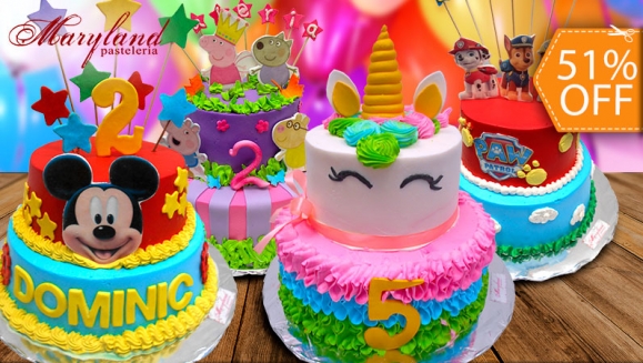 [Image: ¡Paga $39 en Lugar de $80 por Pastel de 2 Pisos con Relleno Premium y Decorado con Plaquitas de Dulce! ¡Rinde hasta para 50 Porciones! ¡Más de 100 Diseños Disponibles!m]