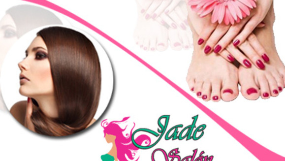 [Image: ¡Paga $8 en lugar de $21 por manicure + pedicure + planchado o pistoleado en Jade Salón y Spa!m]