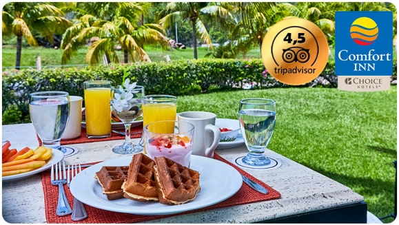 [Image: ¡Paga $47 en Lugar de $105 por Estadía de 1 Noche para 2 Personas + 2 Desayunos Tipo Buffet!m]