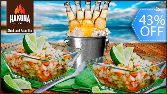 Image of 2 Ceviches Grandes de Camarón + 1 Cubetazo de Cerveza Corona o Gallo