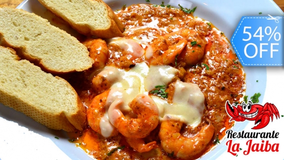 Image of 2 Platos de Camarones al Ajillo o al Chipotle y Más. 