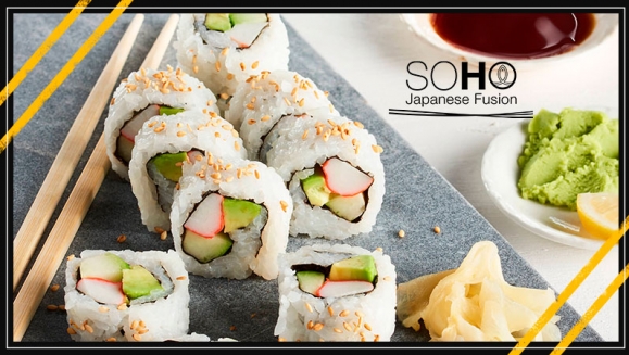 [Image: ¡Paga 	$12.95 en Lugar de $36.74 por 30 Piezas de Sushi: 1 Rollo de Tropical Maki + 1 Rollo de Cordon Bleu + 1 Rollo de Yaki Roll + 2 Limonadas o Sodas + 1 Brownie Tempura para Compartir!m]