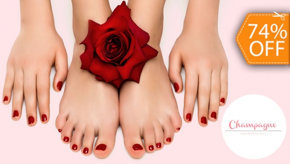 [Image: ¡Paga $12 en Lugar de $47 por Manicure Spa + Pedicure Spa + Exfoliación Aclarante de Algas en Manos y Pies + Esmaltado Permanente en Manos y Pies!m]