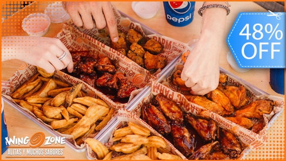 Image of Combo Familiar de 35 Alitas, Papas Fritas, Aderezos, Complementos y Más.