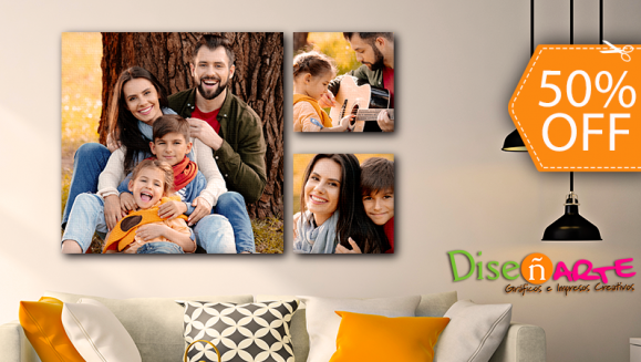 Image of 3 Fotografías Impresas en Lona y Montada en Marcos de Madera